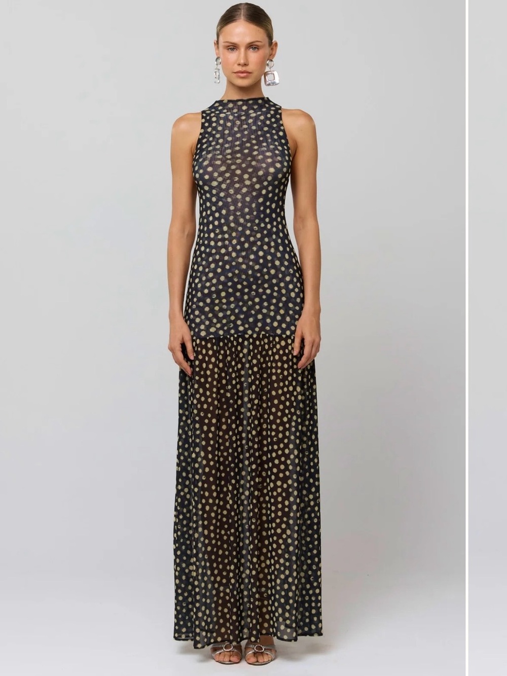 RESA FRIDA Mock Neck Maxi Dress in Celeste